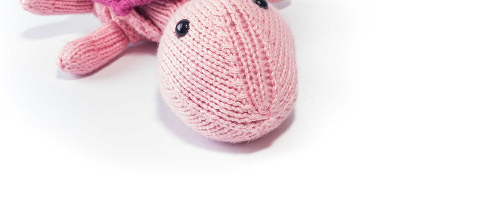 Knitted Girl Turtle in Pink Yarn