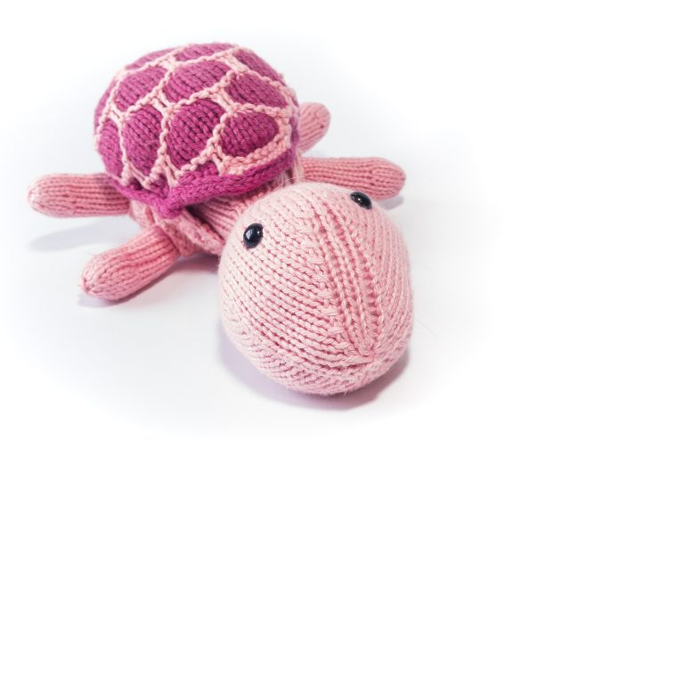 Knitted Girl Turtle in Pink Yarn