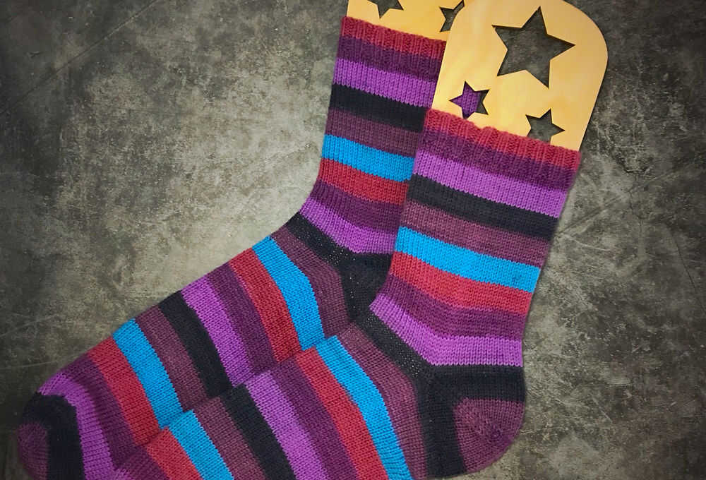 Striped Socks from Knit Picks Felici Yarn - Sock Surgeon's Afterthought Heel Pattern