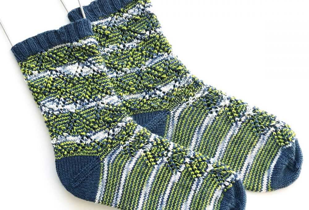 Variegated Yarn Socks in Seattle Seahawks colorway