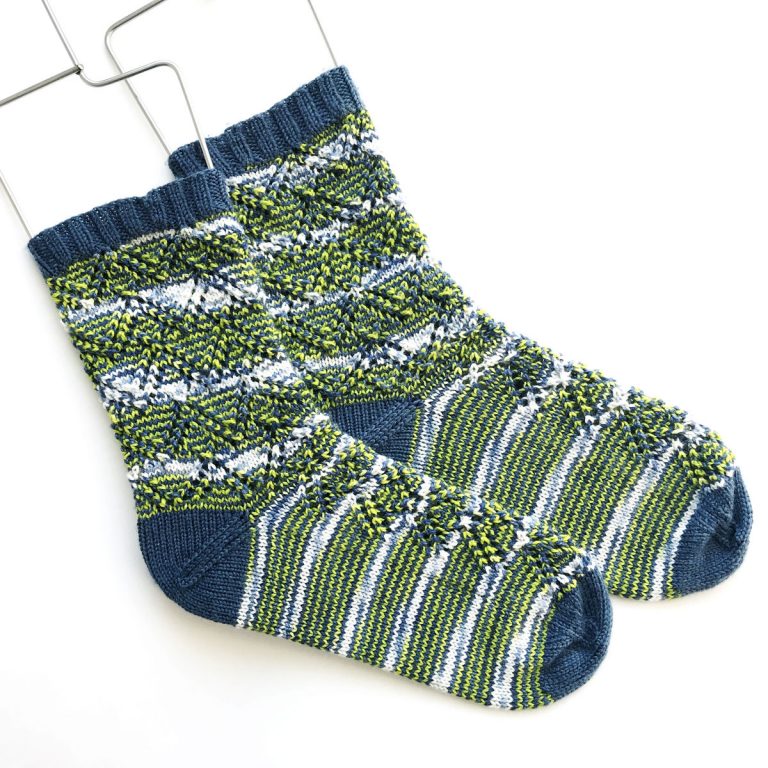 Variegated Yarn Socks in Seattle Seahawks colorway