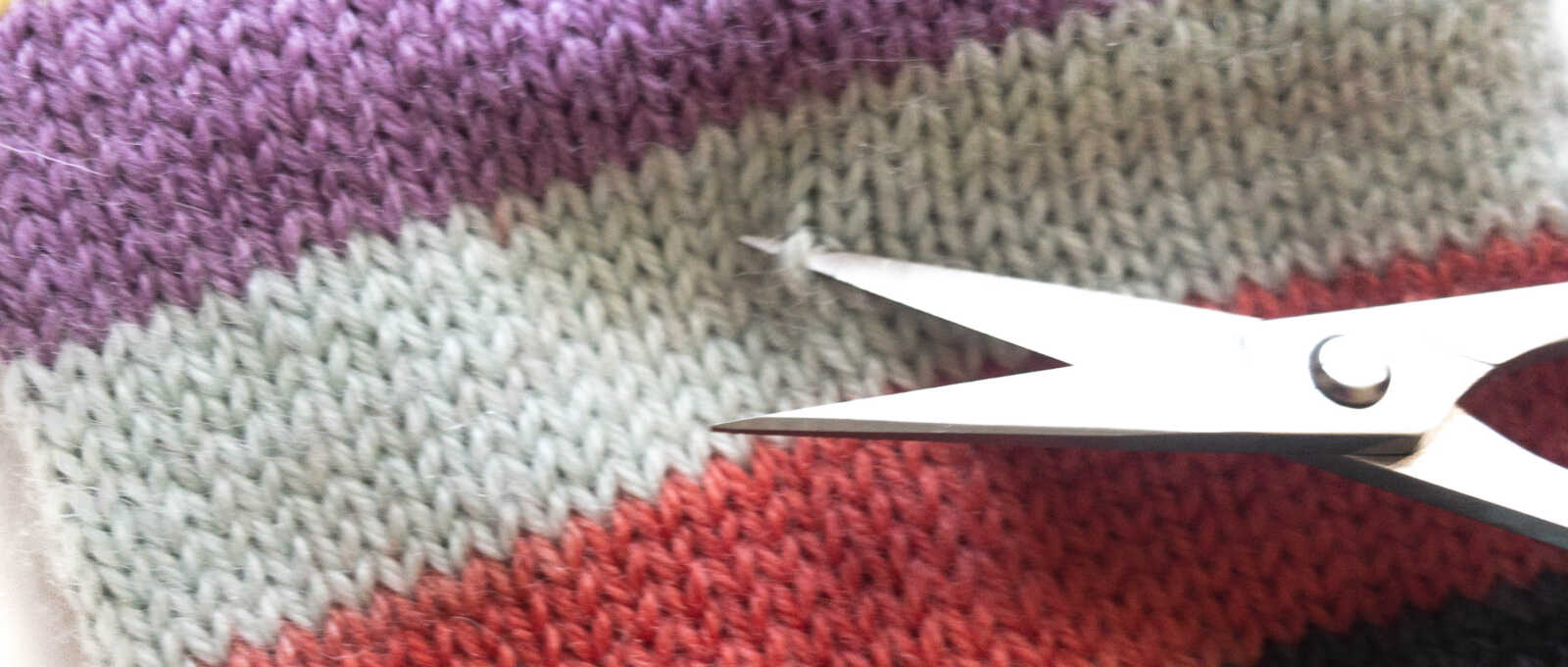 Snipping into a stitch for afterthought heel