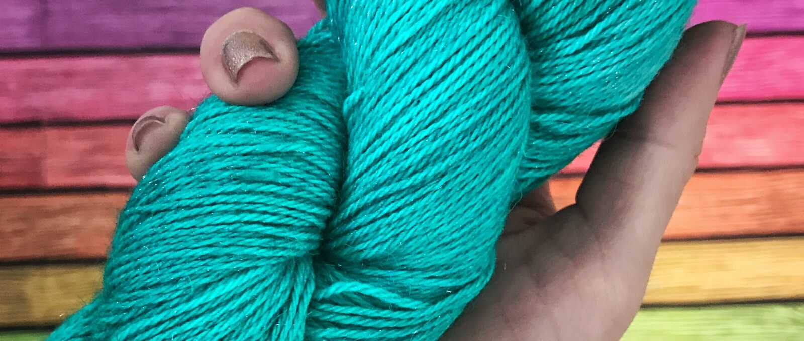 Green sparkly sock yarn