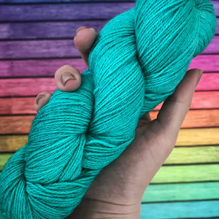 Green sparkly sock yarn
