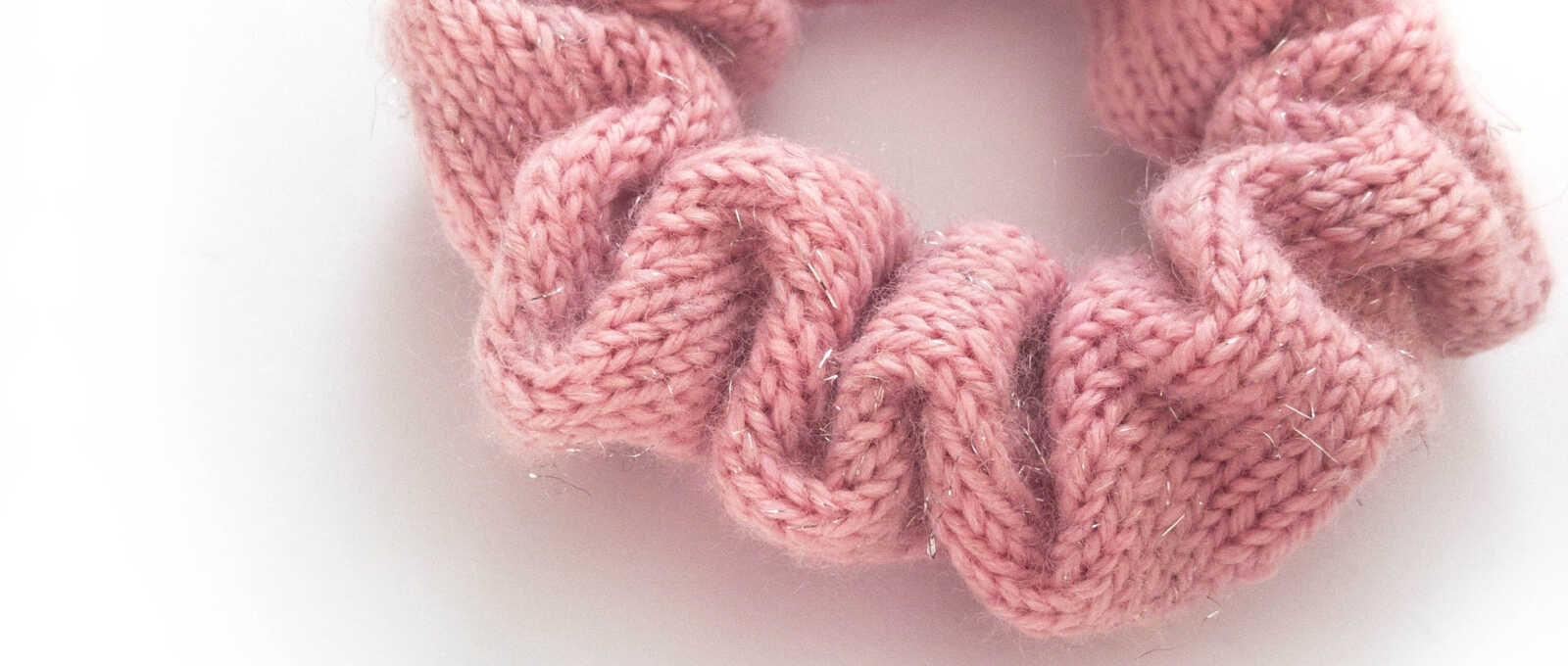 pink knitted hair scrunchie