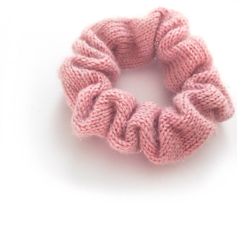 pink knitted hair scrunchie