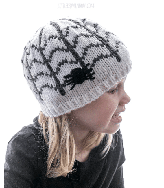 spiderweb hat knitting pattern for Halloween