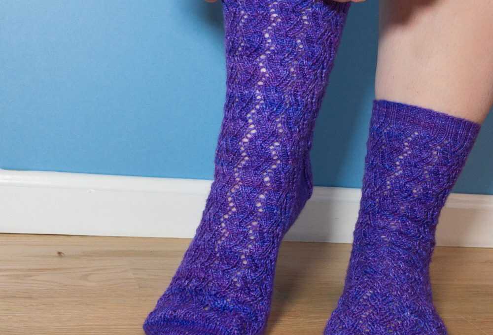 Purple Lace Knitted Socks