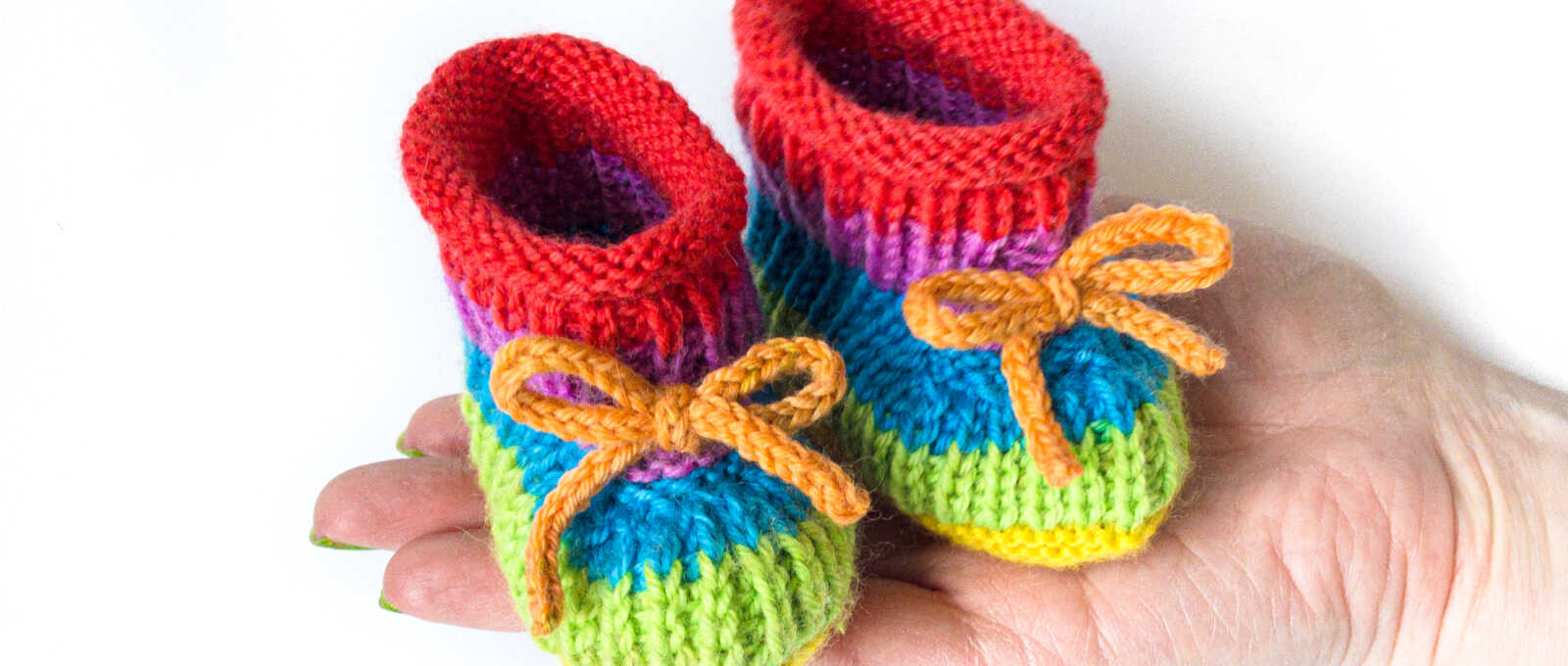 Knitted Rainbow Striped Baby Booties