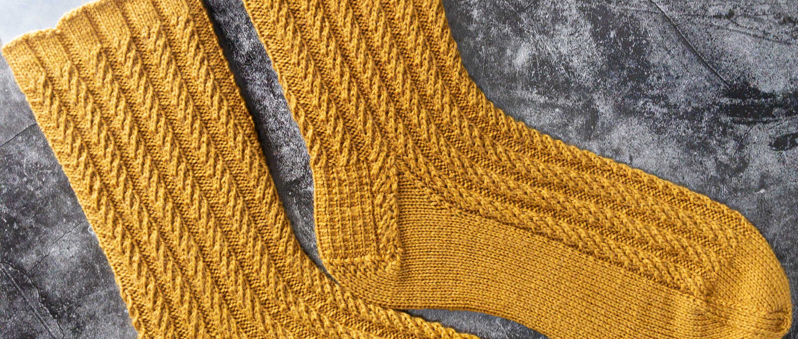 Yellow faux-cable socks