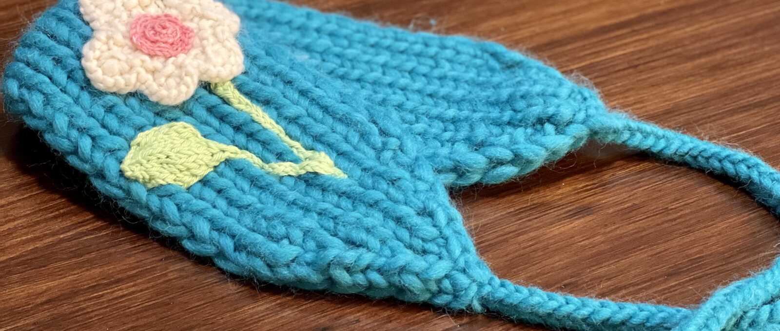 Knit Picks Tuff Puff Yarn ear Warmer with Flower