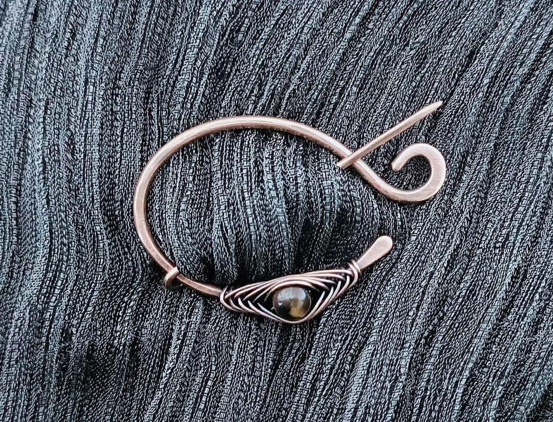 copper shawl pin